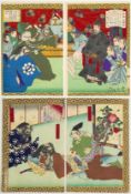Set of 3, Toyonobu, Biography of Toyotomi Hideyoshi, Ukiyo-e