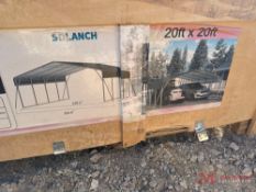 NEW SDLANCH 20' X 20' STEEL FRAME CARPORT (DARK GREY)