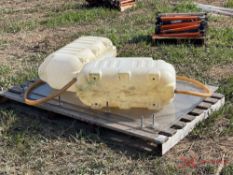 (2) 24 GALLON POLY TANKS (1 DAMAGED) & (2) SHEETS OF PLEXI-GLASS