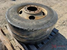 CONTENTS OF PALLET: (2) 11R24.5 TIRES W/ STEEL WHEELS