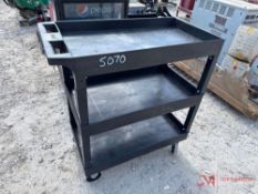 UNUSED ROLLING PLASTIC SHOP CART
