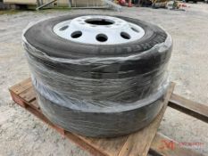 CONTENTS OF PALLET: (2) 275/80R24.5 TIRES W/ ALUMINUM WHEELS