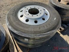 CONTENTS OF PALLET: (2) 11R24.5 TIRES W/ ALUMINUM WHEELS