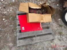CONTENTS OF PALLET PLASTIC MATS, BOX OF VARIOUS PULL CORDS