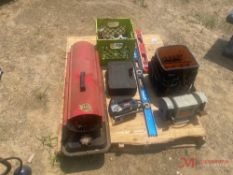 CONTENTS OF PALLET; SPACE HEATER, MISC HAND TOOL AND ATTACHMENTS