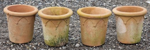 Set of four Italian terracotta pots with Gothic arch detail, H 21cm x W 20cm (4)