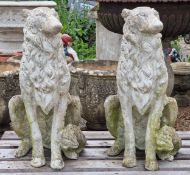 Pair of reconstituted stone statues of seated Borzois dogs, H 74cm x W 34cm x D 60cm (2)