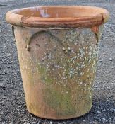 Large Italian terracotta planter with Gothic arch detail, H 61cm x W 61cm (AF damage to rim)