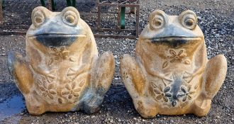 Pair of terracotta frog planters, H 57cm x W 45cm x D 53cm (2)