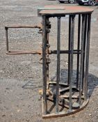 Vintage cast iron Nortons Improved patent football turnstile, by Le Grand & Sutcliff London, H 108cm