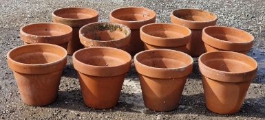 Set of eleven terracotta pots, H 27cm x W 32cm (11)