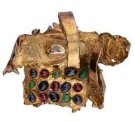Igael Tumarkin (1933- ), a 1960's brutalist-sculptural gem set gilt-white-metal abstract pendant, in