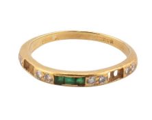 An 18ct gold, emerald and diamond half-eternity ring, set with four pairs of small round brilliant