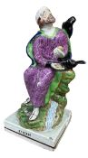 19th century Prattware / Staffordshire ceramic figure of Elijah, with painted finish, H 23cm