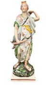 19th century Staffordshire / Prattware pottery figure of Diana, H 30cm, together with a 19th century