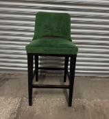 7 x Unbranded Velvet Feel Green Bar Stools