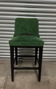 7 x Unbranded Velvet Feel Green Bar Stools