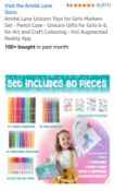 10pcs Brand new Unicorn 80pc stationary set on the roll in glitter carry bag - premium quality with