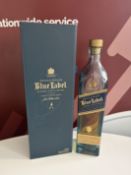 Bottle of Opened Johnnie Walker Blue Label Blended Scotch Whisky w/ Box