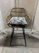 7 x Rattan Breakfast Bar Stools W/ Cushions