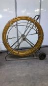 Fiberglass Duct Rodder, Approx. 400 ft Length, 1/2 in Diameter, Metal Frame, Transport Wheels