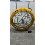 Industrial Duct Rodder, 393 ft Fiberglass, 0.47 in Diameter, Galvanized Steel Reel, Wheeled Cart