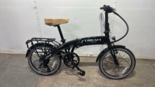 Stream Folding Electric Bicycle, 20" Wheels, Rear Rack, LED Display, V-Brakes, Black