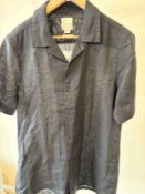 CK SS25 S/S LINEN COTTON CUBAN SHIRT BLACK (RFP: £85) SIZE: M