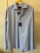 HACKETT SS23 L/S SML PATT SHIRT BLUE (RFP: £119) SIZE: XXL