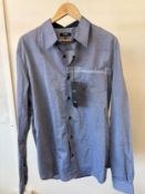 CNC BLUE STRIPE POCKET LS SHIRT BLUE (RFP: £85) SIZE: 38