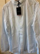 TH SS25 L/S BOLD STRIPE COTTON SHIRT BLUE (RFP: £85) SIZE: L