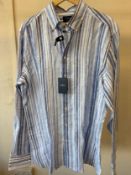 HACKETT SS23 L/S STRIPE LINEN SHIRT BLUE (RFP: £119) SIZE: XL