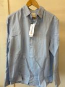 CK SS25 L/S LINEN COTTON STRIPE SHIRT BLUE (RFP: £89) SIZE: M
