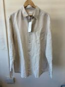 CK SS25 L/S LINEN COTTON SHIRT BEIGE (RFP: £89) SIZE: L