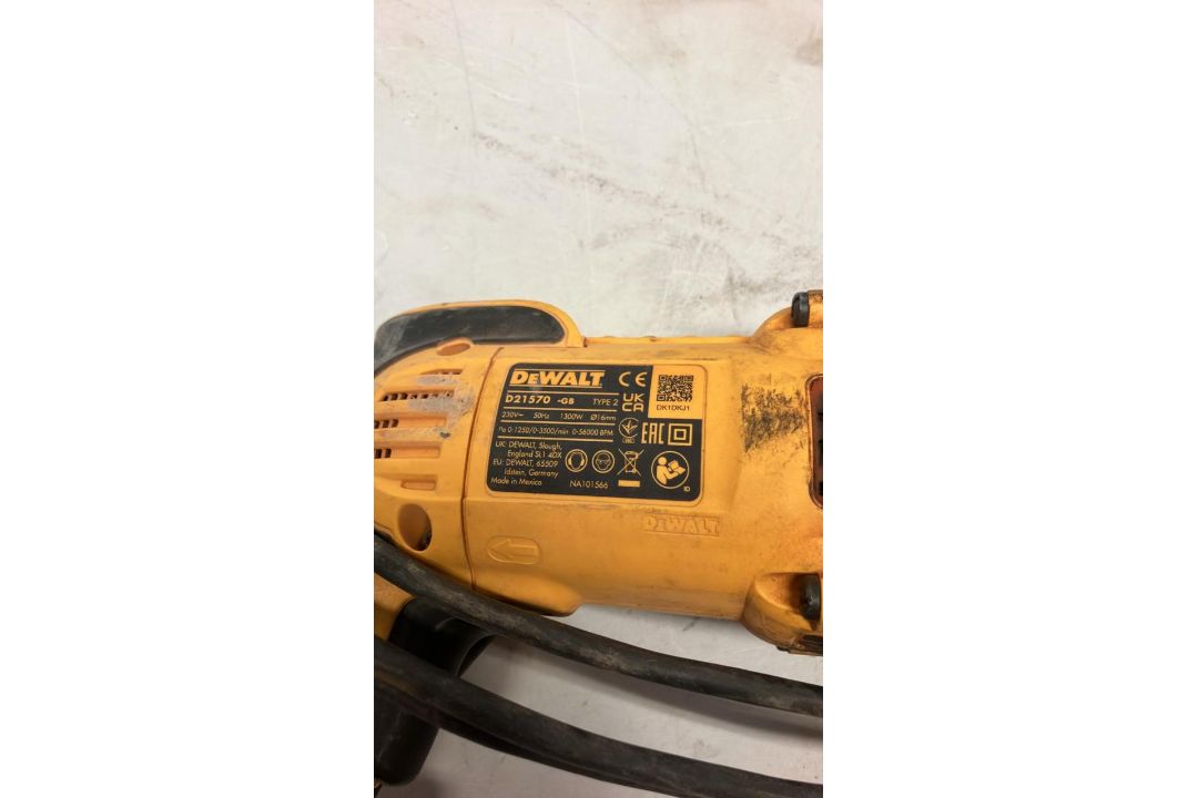 DEWALT D21570-GB 1300W Corded Percussion Drill with Core Bit, 16mm Chuck, 2-Speed Gearbox - Image 2 of 3