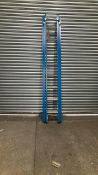 24 ft Fiberglass Extension Ladder, Blue, 2 Sections, 300 lb Duty Rating, Rope Assist