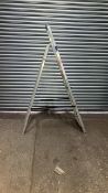 Abru Folding Aluminum 5-Step Platform Ladder, 209 lb Load, Handrail, BSEN131, UK, Serial 1423343