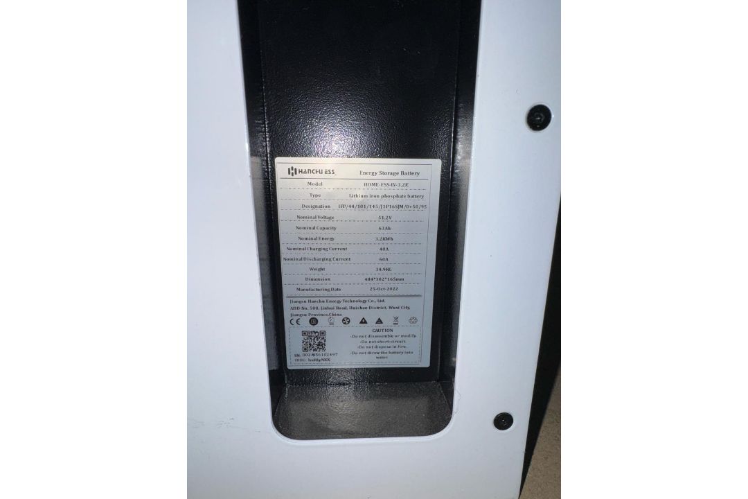 HANCHU ESS HOME-ESS-LV-3.2K | 51.2V 63Ah 3.2kWh LiFePO4 Energy Storage Battery, Oct 2022 - Image 5 of 5