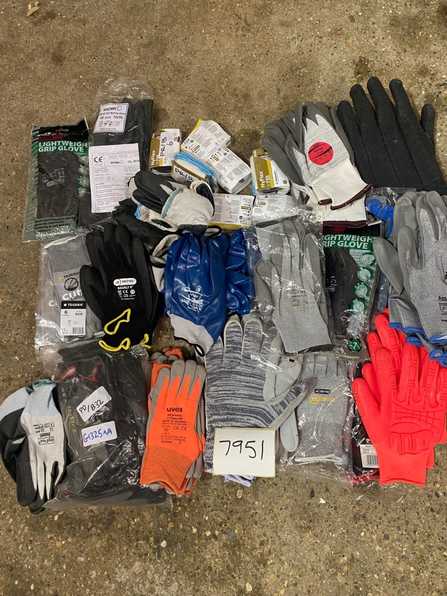 APPROX 75 PAIRS ASSORTED GLOVES INC. TEGERA, ANSELL, UVEX
