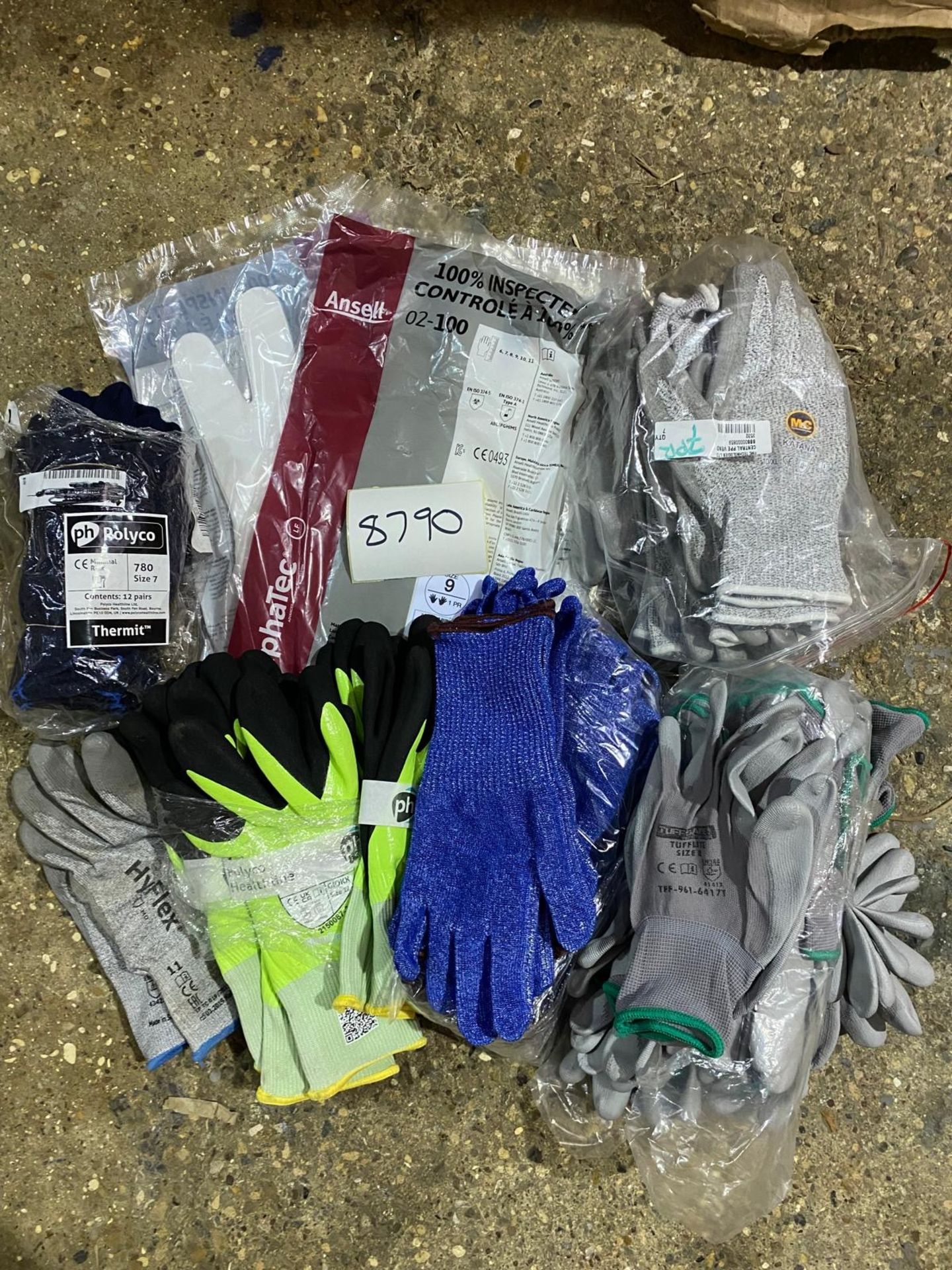APPROX 65 PAIRS ASSORTED GLOVES INC. POLYCO, ANSELL, TUFFSAFE