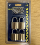50x 4pk MATLOCK BRASS PADLOCKS -MTL9507980K - 30mm Body 5mm Shackle Dia