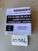 2 x Kennedy 5/8in UNF No & No-Go Screwplug Gauge