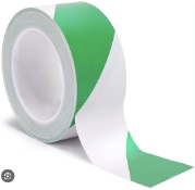 48x GREEN WHITE PVC HAZARD TAPES - EACH MEASURES (50mm x 33m)