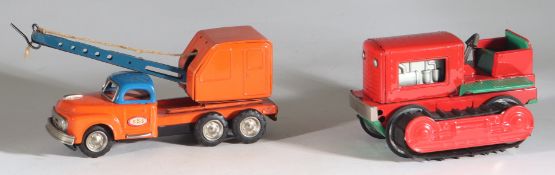 SSS Japan Blechauto Konvolut Kranwagen + Traktor der '60er Jahre