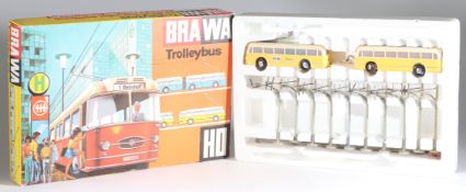 Brawa Spur H0 Trolleybus Set Motorwagen + Beiwagen gelb der '60er Jahre #6102