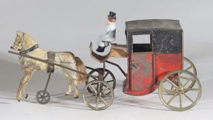 Französisches uralt Blechspielzeug Kutsche mit Pferd um 1890/1900