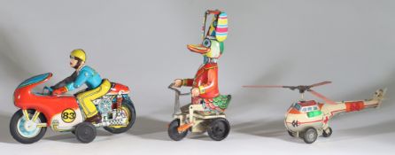 Konvolut China Spielzeug Motorrad + Zirkusente + Hubschrauber MF Serie