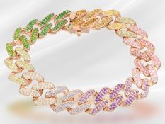 Armband: dekoratives breites Armband mit verschiedenen Farbsteinen und farbigen Saphiren