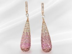 Sehr attraktiver Ohrschmuck mit pinken Saphiren/Turmaline nund farblosem Zirkon
