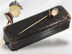 Krawattennadel: viktorianische Rarität, Paris um 1880 mit Originalbox, Jockey Fred Archer